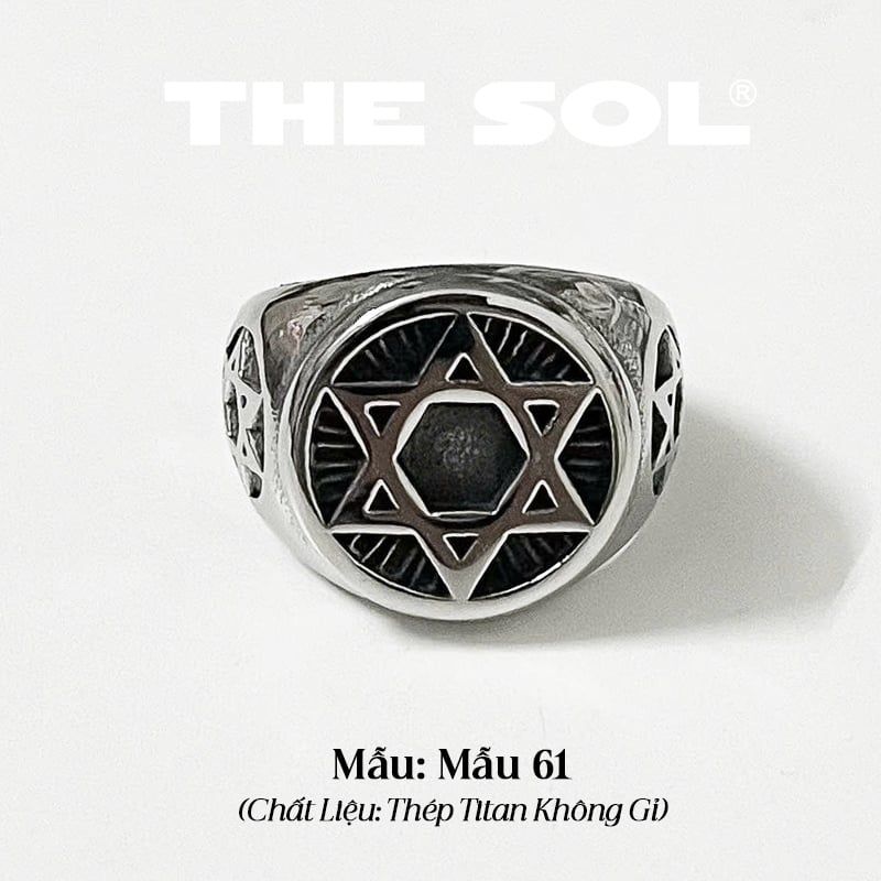 Nhẫn Titan Unisex Six-pointed Star - Mẫu 61