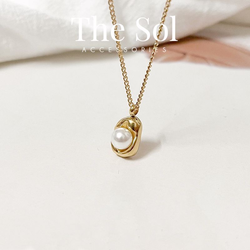 Dây Chuyền Titan Pearl On Golden Stone