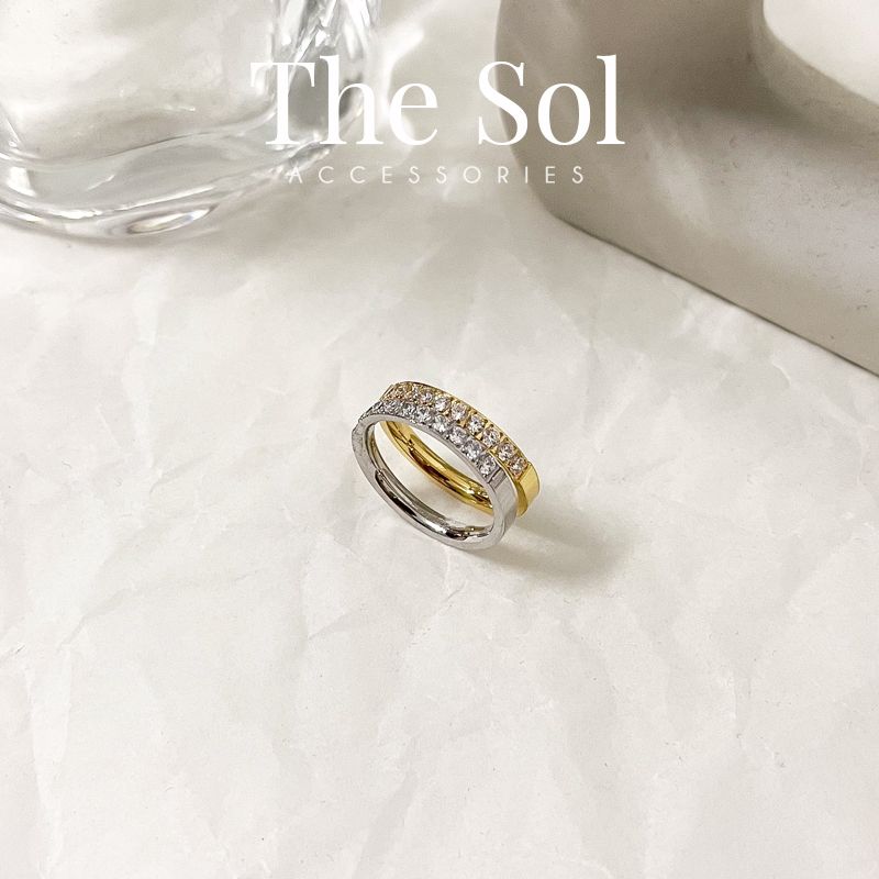 Nhẫn Titan Half Diamond Line