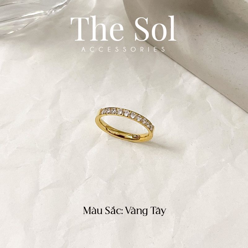 Nhẫn Titan Half Diamond Line