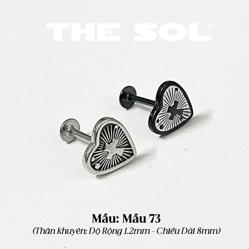 Khuyên Tai Titan Unisex Cross In Heart - Mẫu D73
