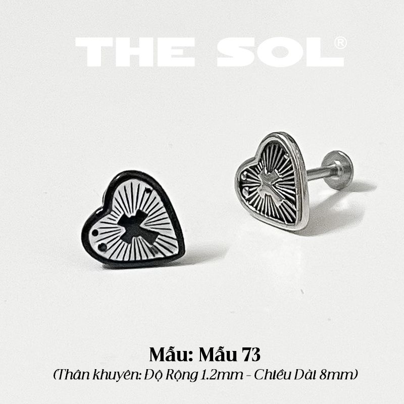 Khuyên Tai Titan Unisex Cross In Heart - Mẫu D73