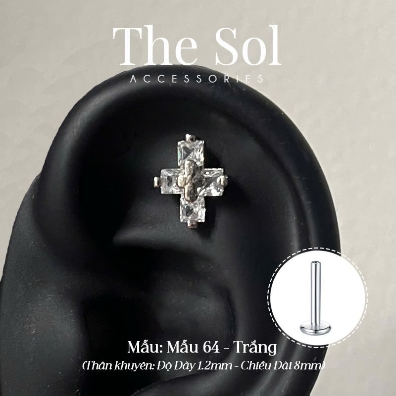 Khuyên Tai Thép Xi Mạ Unisex Dia Cross - Mẫu 64