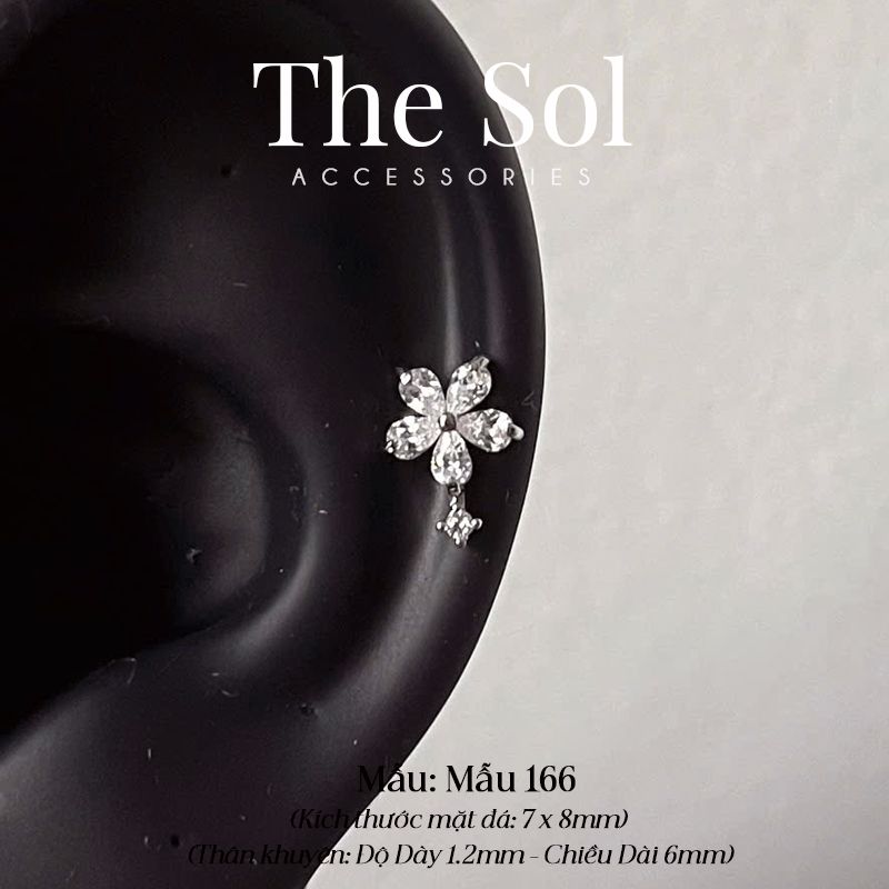 Khuyên Tai Thép Xi Mạ Dot Flower - Mẫu 166