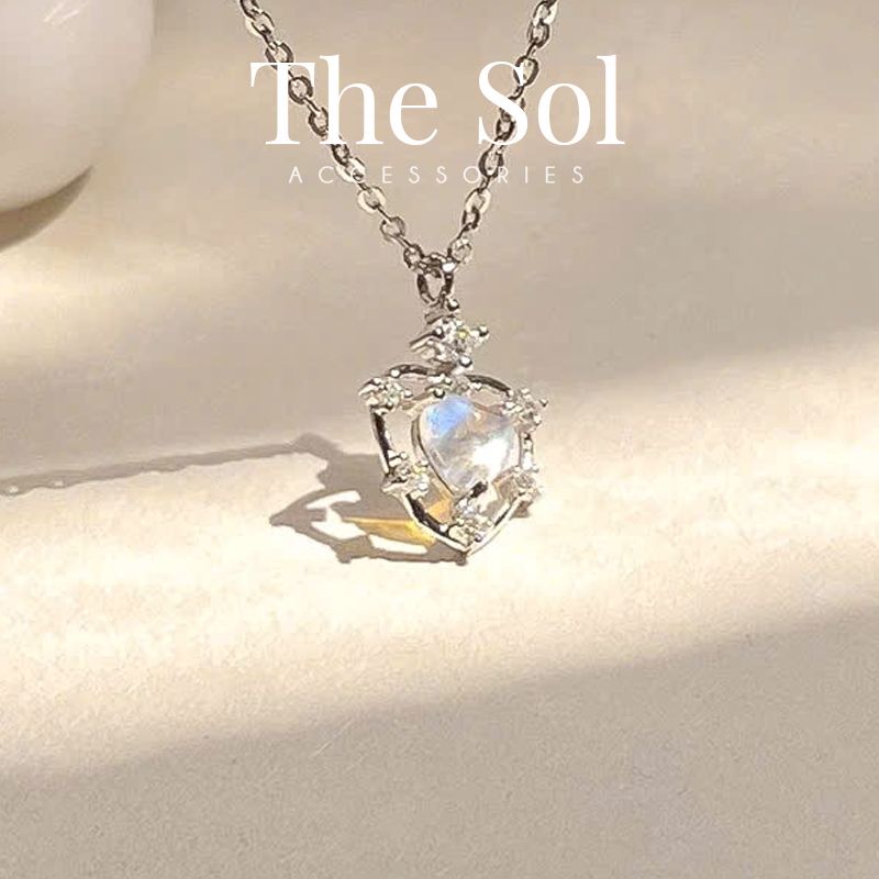 Dây Chuyền Bạc Moonstone Heart