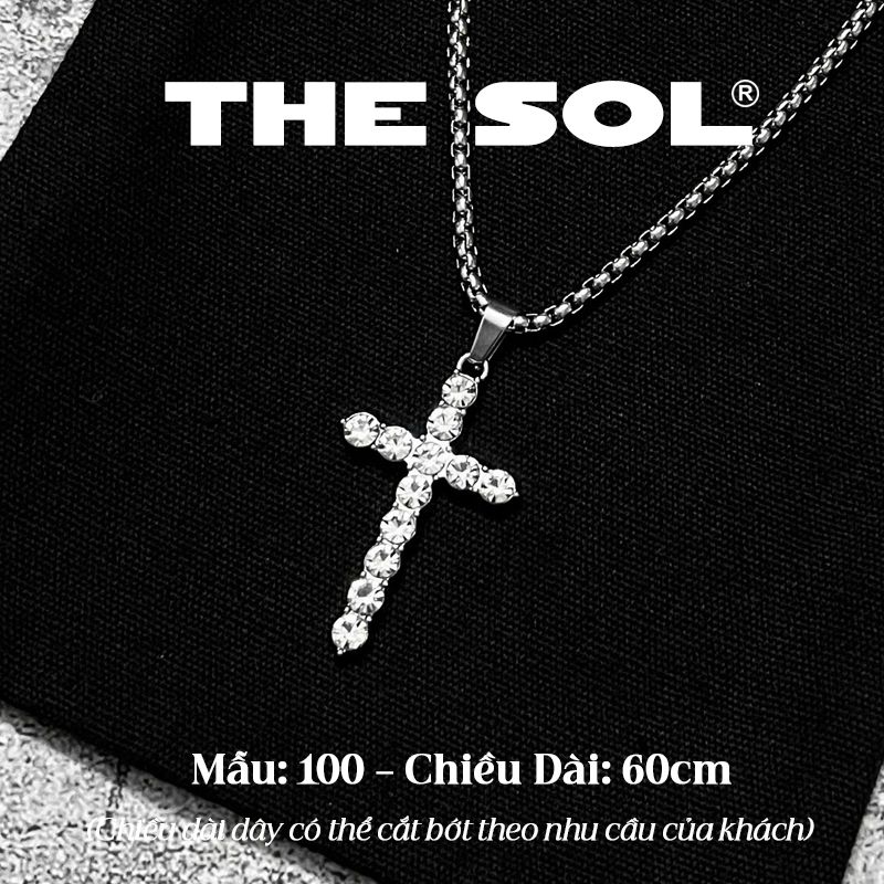 Dây Chuyền Titan Unisex Diamond Cross - Mẫu 100