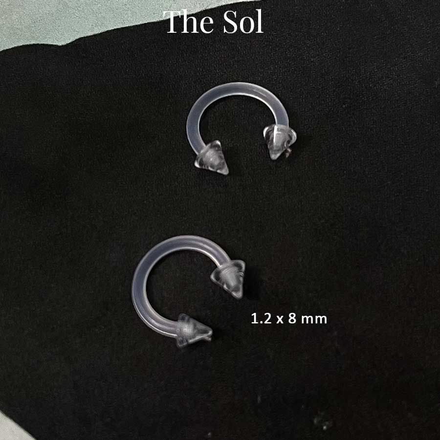 Khuyên Tai Nhựa Trong Suốt Unisex Septum Bi Nhọn