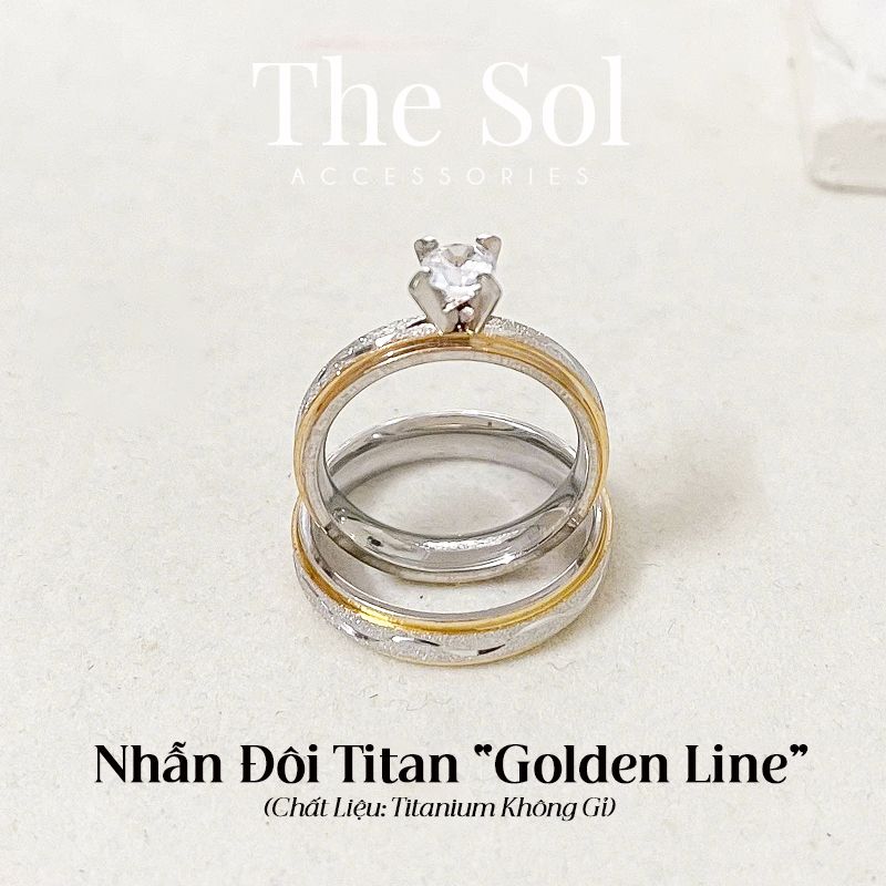 Nhẫn Titan Couple Golden Line - Mẫu NĐ10