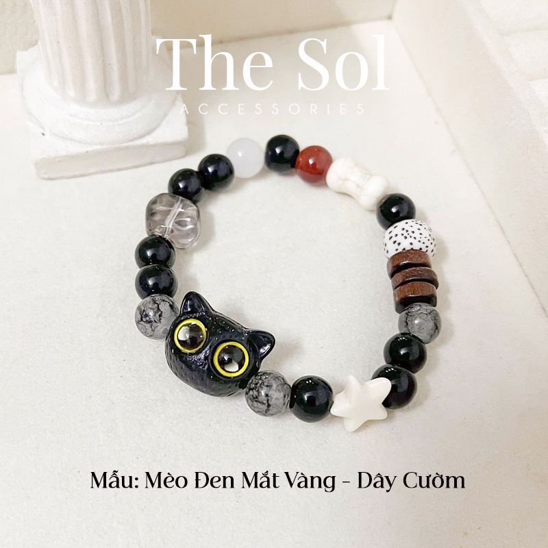 Lắc Tay Hàn Quốc Black Cat - Dây Cườm