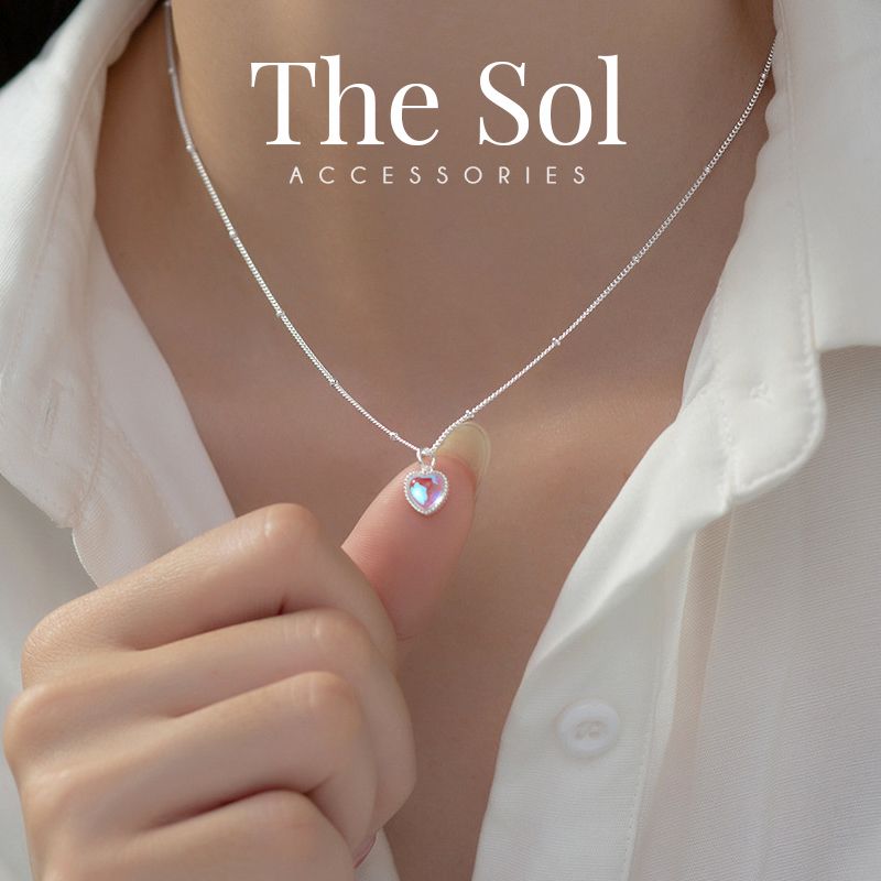 Dây Chuyền Bạc Opal Heart