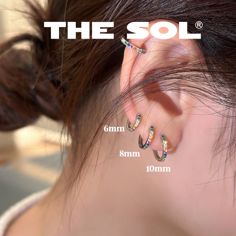 Khuyên Tai Thép Xi Mạ Khuyên Tròn Đính Đá 1.8mm - Mẫu 100