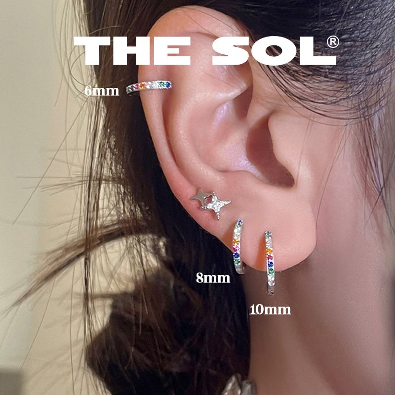 Khuyên Tai Thép Xi Mạ Khuyên Tròn Đính Đá 1.8mm - Mẫu 100