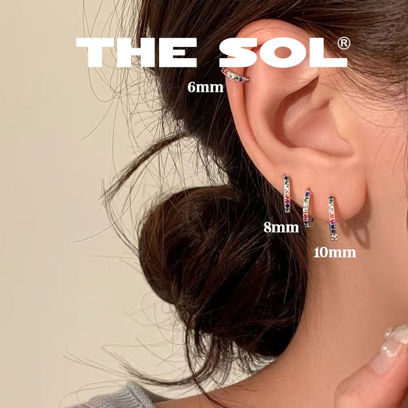 Khuyên Tai Thép Xi Mạ Khuyên Tròn Đính Đá 1.8mm - Mẫu 100