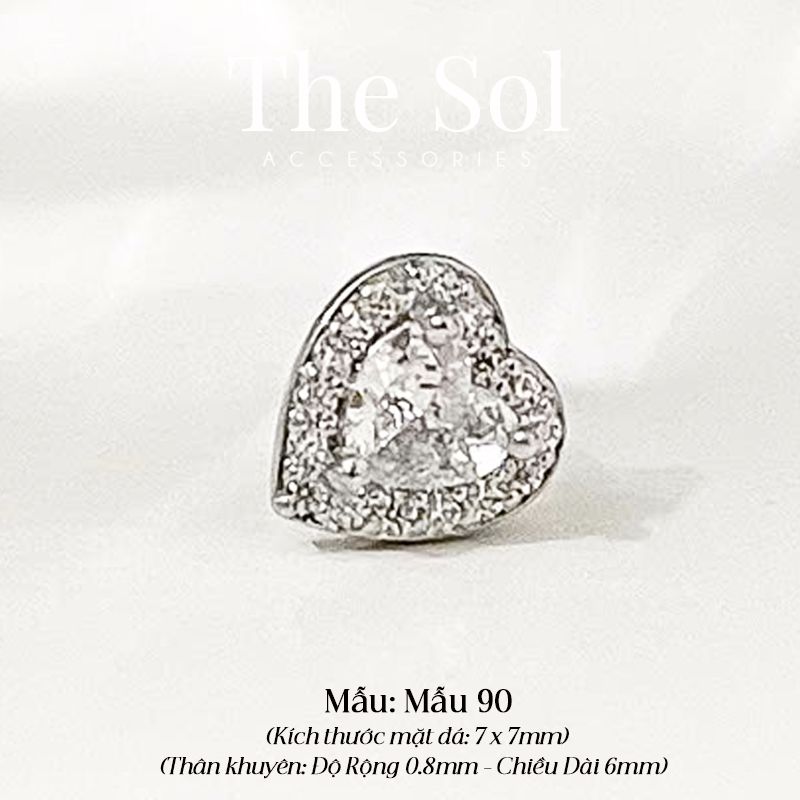 Khuyên Tai Thép Xi Mạ Luxury Heart - Mẫu 90