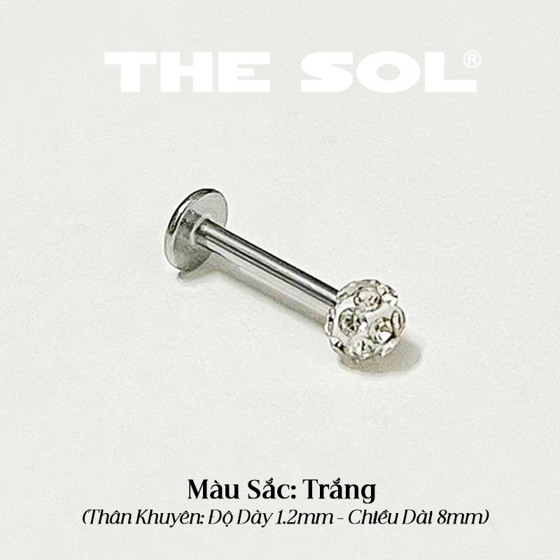 Khuyên Tai Titan Unisex TRAGUS Đính Đá Màu Sắc