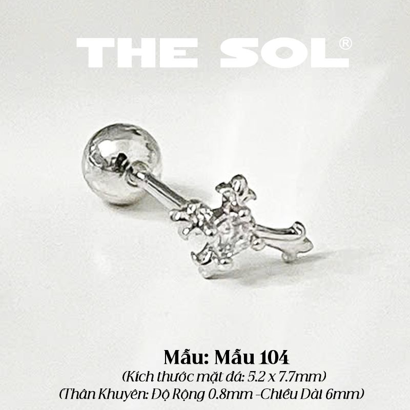 Khuyên Tai Thép Xi Mạ Mini Cross - Mẫu 104