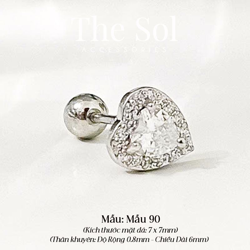 Khuyên Tai Thép Xi Mạ Luxury Heart - Mẫu 90