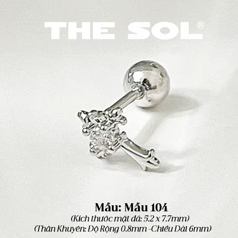Khuyên Tai Thép Xi Mạ Mini Cross - Mẫu 104