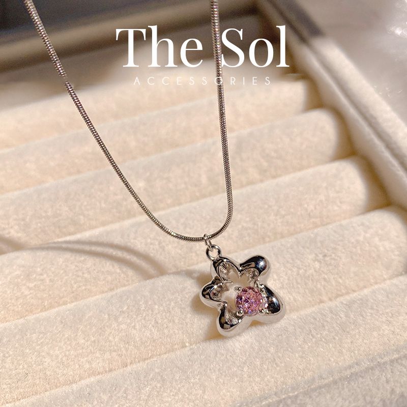 Dây Chuyền Hàn Quốc Pink Stone