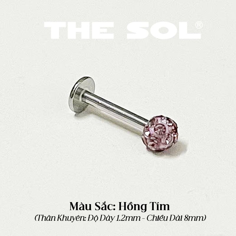 Khuyên Tai Titan Unisex TRAGUS Đính Đá Màu Sắc