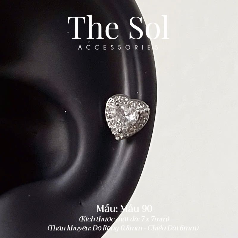 Khuyên Tai Thép Xi Mạ Luxury Heart - Mẫu 90