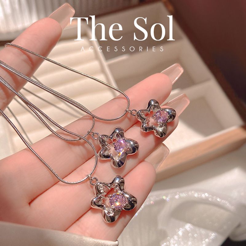 Dây Chuyền Hàn Quốc Pink Stone