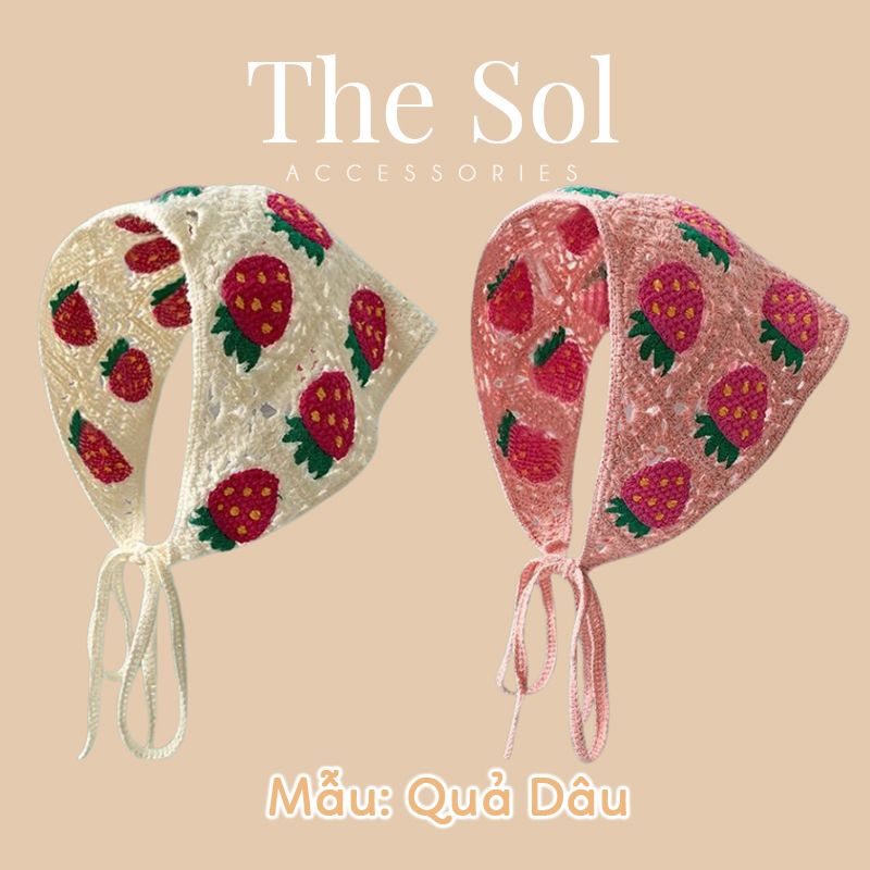 Khăn Trùm Đầu Hàn Quốc The Strawberry - Vải Len