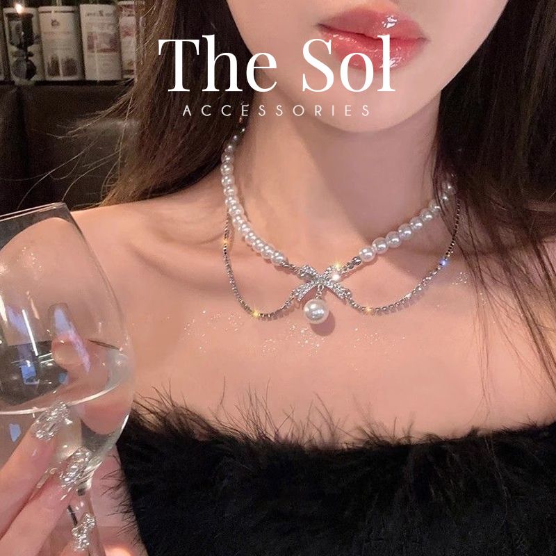 Choker Hàn Quốc Pearl & Dia Line