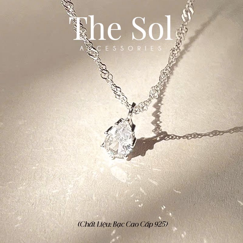 Dây Chuyền Bạc Pear Diamond