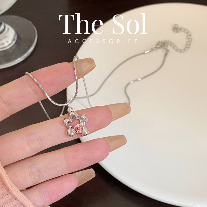 Dây Chuyền Hàn Quốc Pink Stone