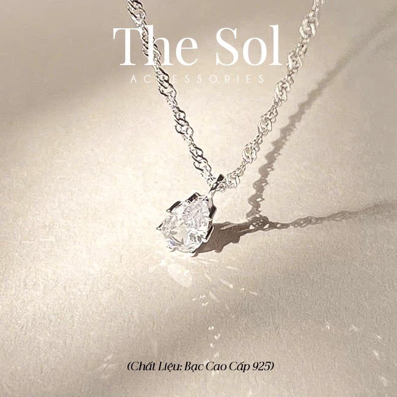 Dây Chuyền Bạc Pear Diamond