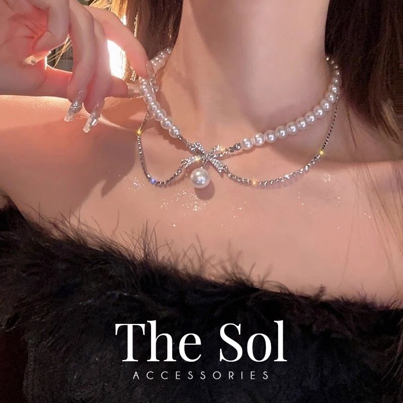Choker Hàn Quốc Pearl & Dia Line