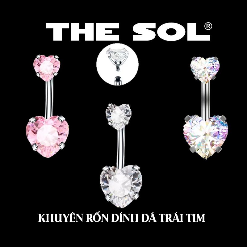 Khuyên Rốn Titan Unisex Diamond Heart