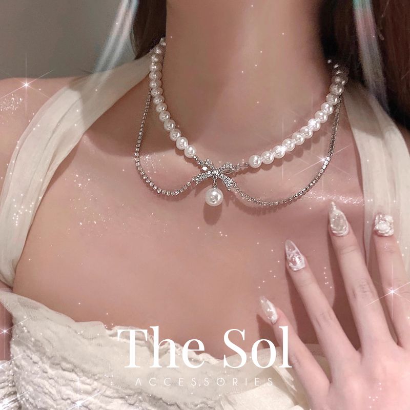Choker Hàn Quốc Pearl & Dia Line