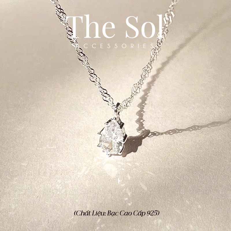 Dây Chuyền Bạc Pear Diamond