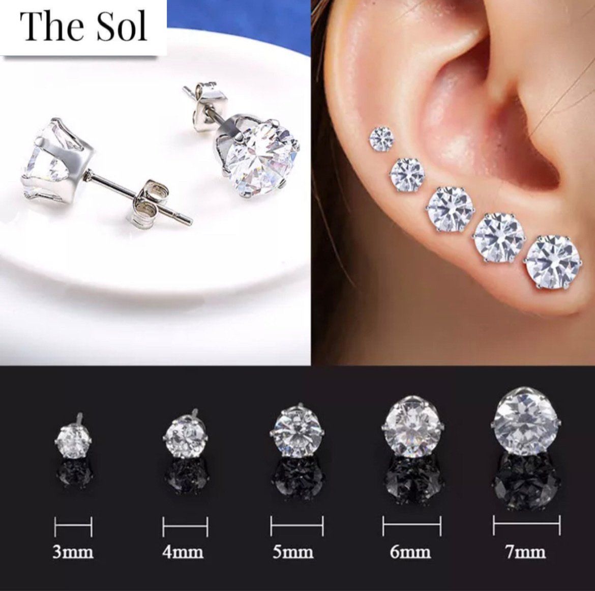 Bông Tai Titan Basic Ngọc - Tròn 6 Chấu