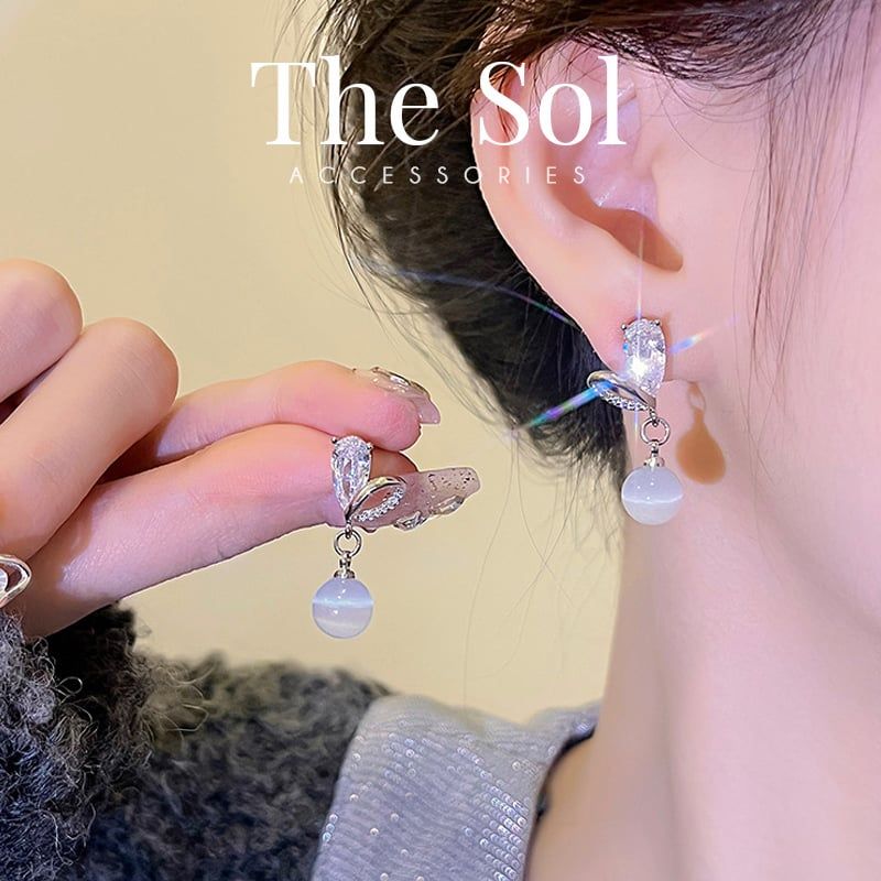 Bông Tai Hàn Quốc White Gem