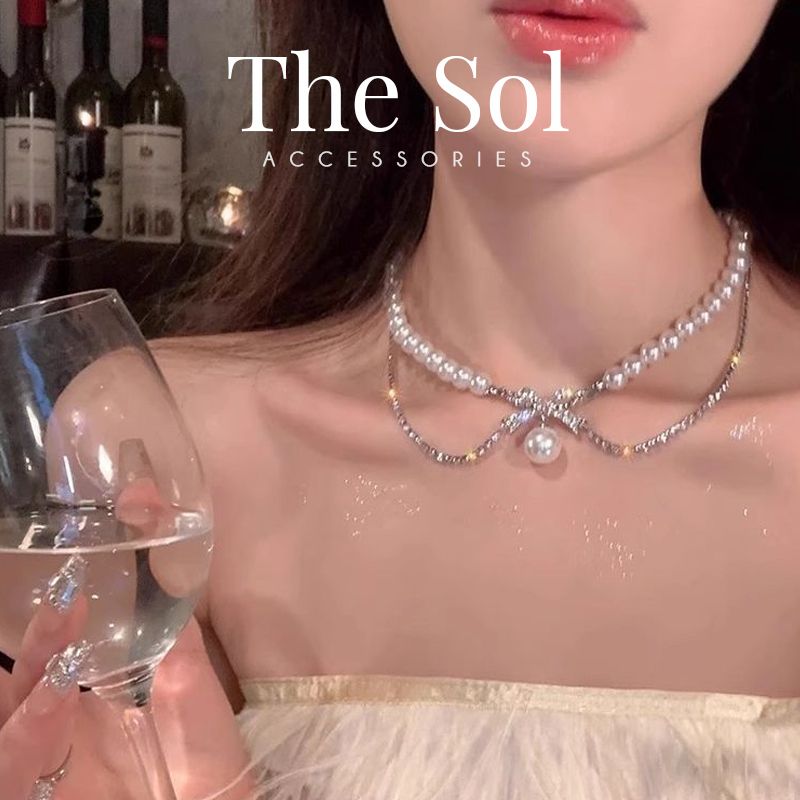 Choker Hàn Quốc Pearl & Dia Line