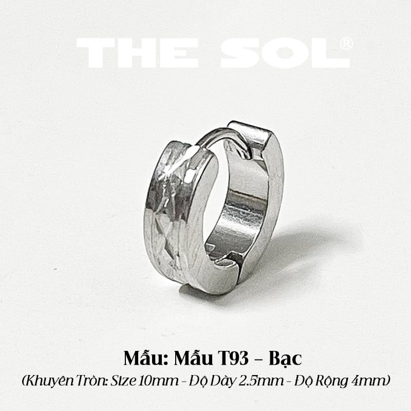 Khuyên Tai Titan Unisex Silver Pattern - Mẫu T93