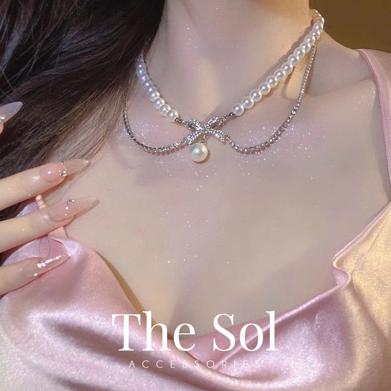Choker Hàn Quốc Pearl & Dia Line