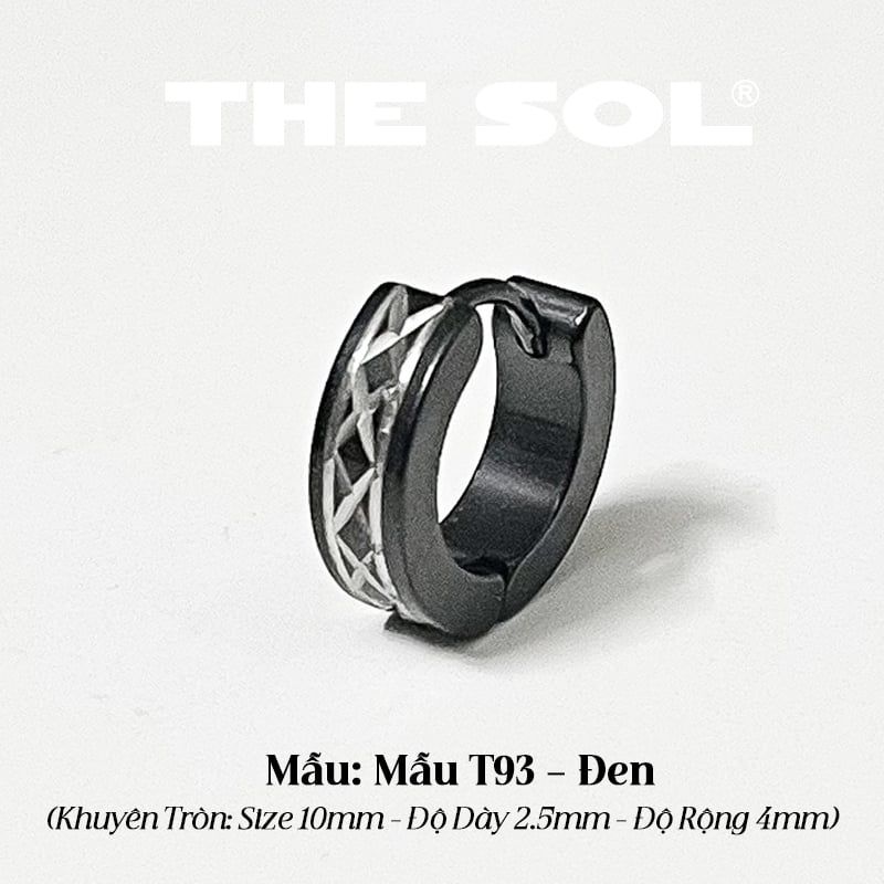 Khuyên Tai Titan Unisex Silver Pattern - Mẫu T93