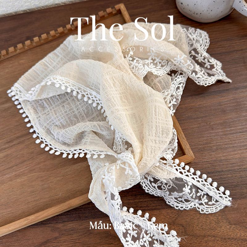 Khăn Trùm Đầu Basic Trơn - Vải Lụa Viền Ren