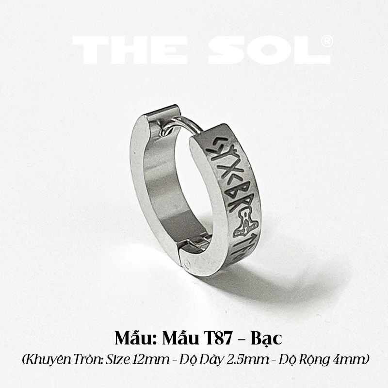 Khuyên Tai Titan Unisex Ancient Letters - Mẫu T87
