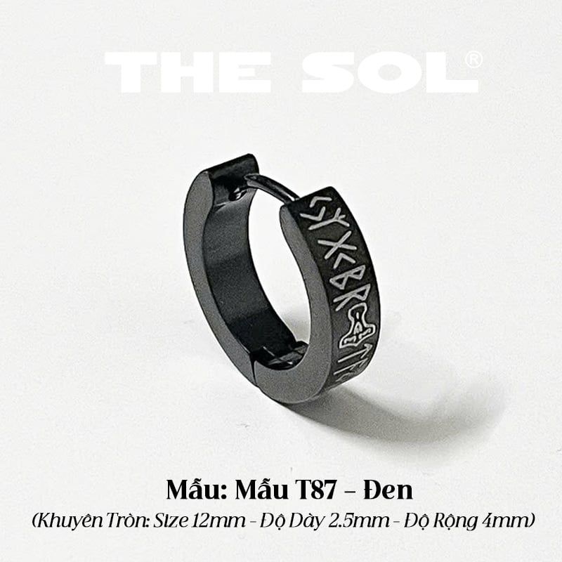 Khuyên Tai Titan Unisex Ancient Letters - Mẫu T87