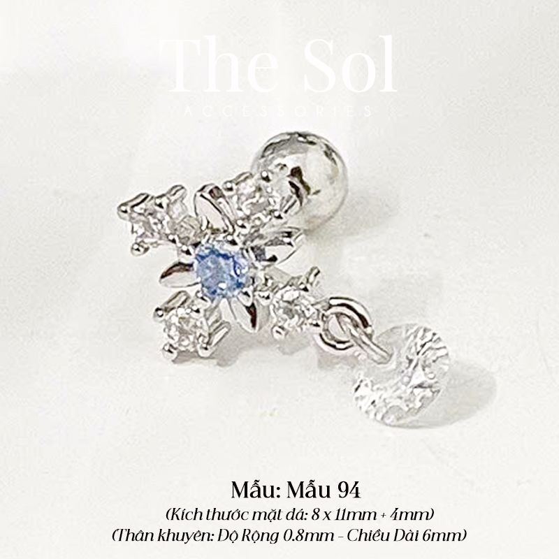 Khuyên Tai Thép Xi Mạ Blue Dia In Cross - Mẫu 94