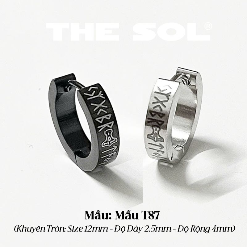 Khuyên Tai Titan Unisex Ancient Letters - Mẫu T87