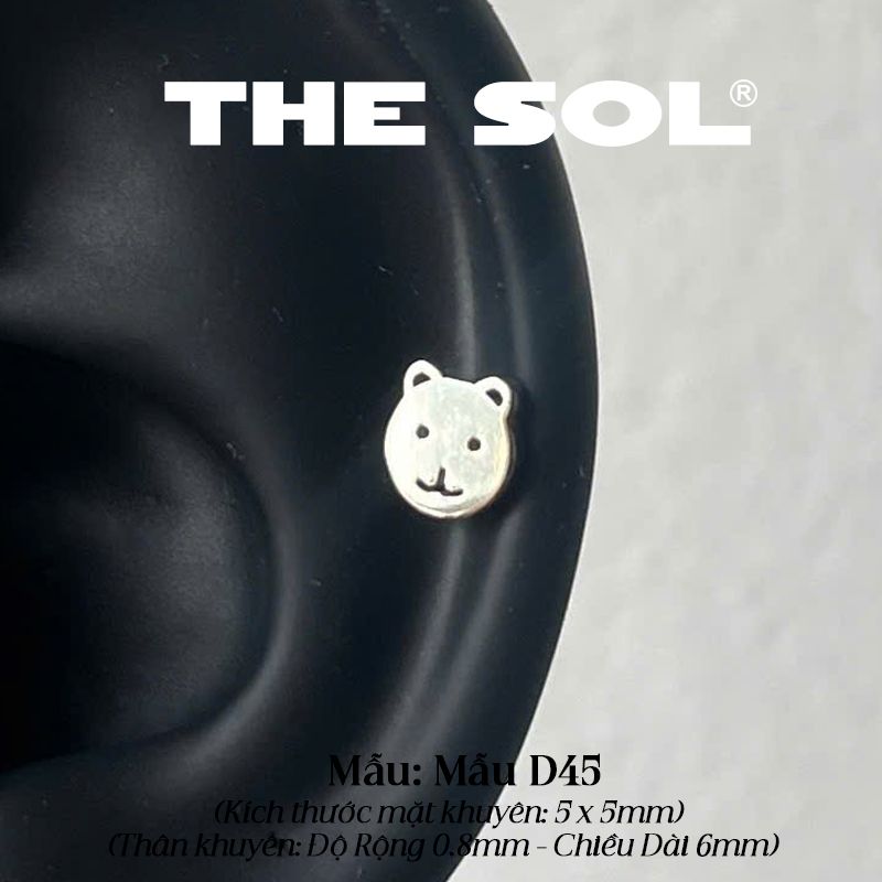 Khuyên Tai Titan Bear's Head - Mẫu D45