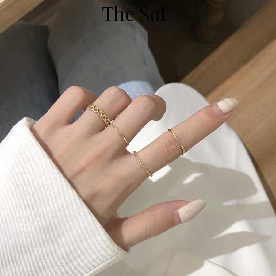 Set Nhẫn Hàn Quốc Simple Ring - Bộ 4 Chiếc