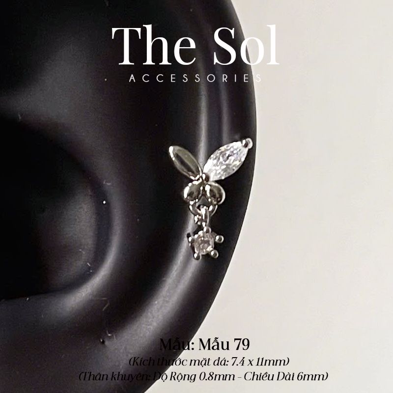Khuyên Tai Thép Xi Mạ Drop Dia Butterfly - Mẫu 79