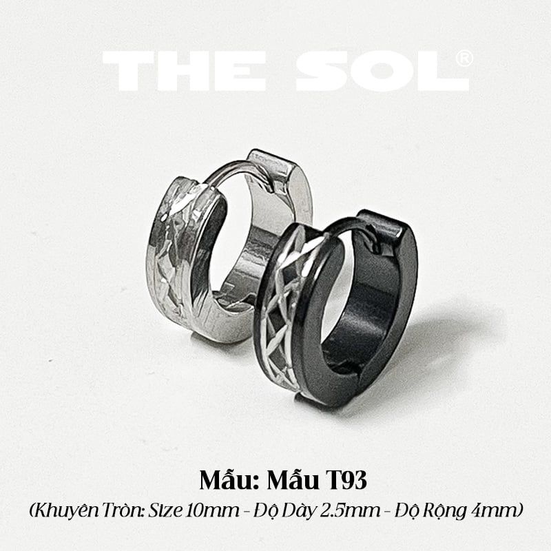 Khuyên Tai Titan Unisex Silver Pattern - Mẫu T93